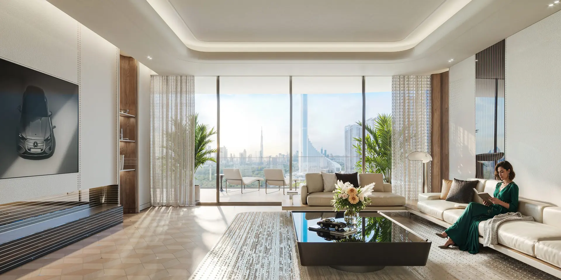 Mercedes-Benz Places by Binghatti - two bedroom living and dining - 2 Bedroom